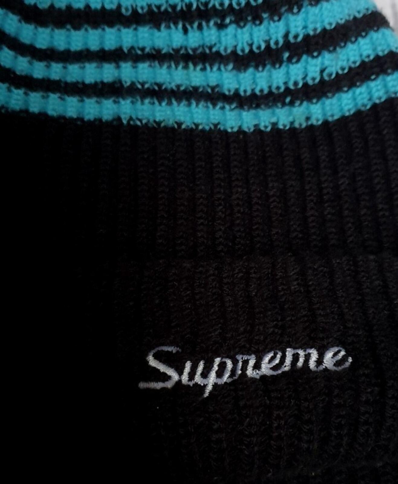 FW13 Supreme 4-Stripe Loose Gauge beanie black vintage Hat 2013