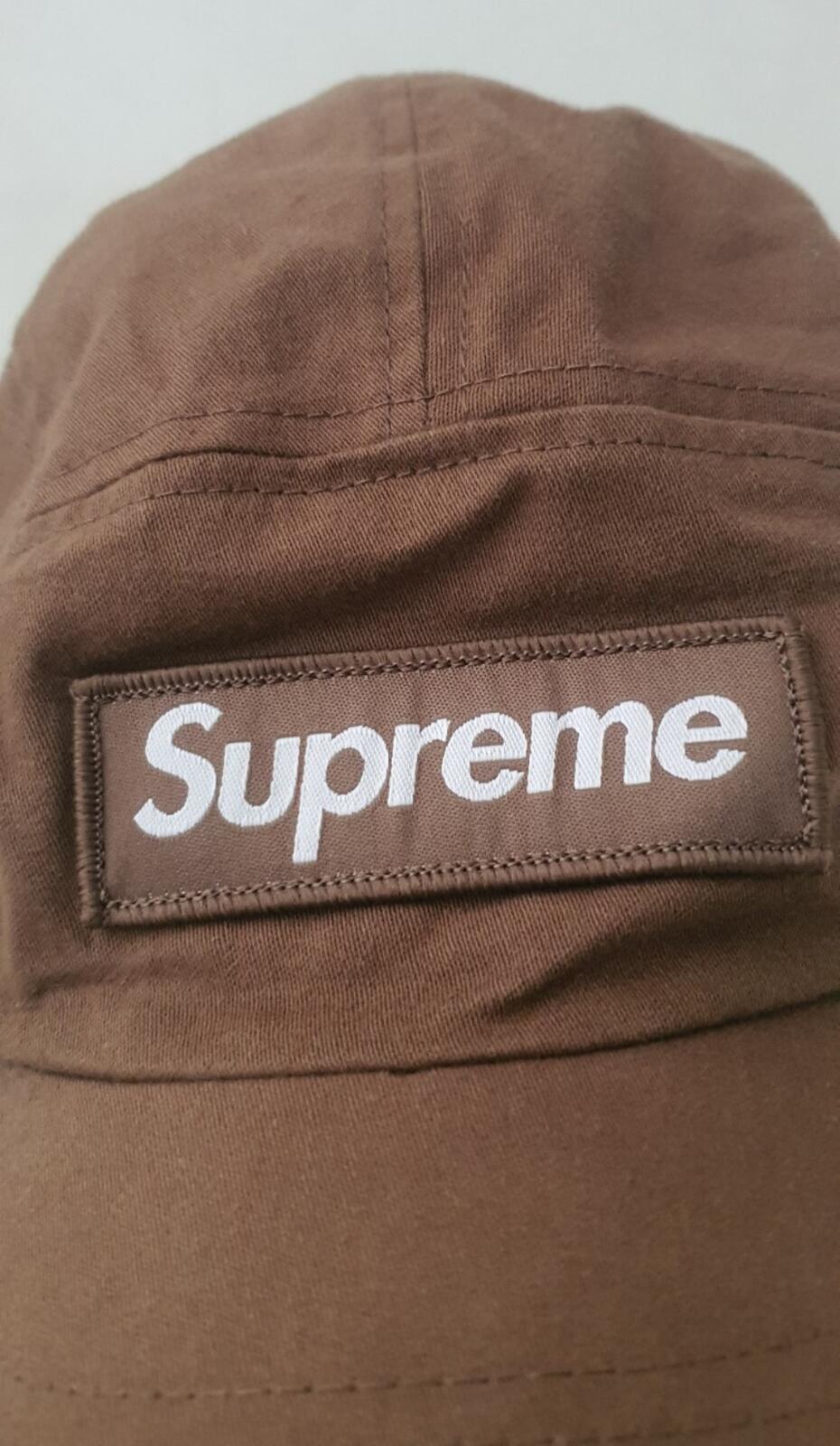 SS22 Supreme Military Camp Cap Hat Brown Box logo