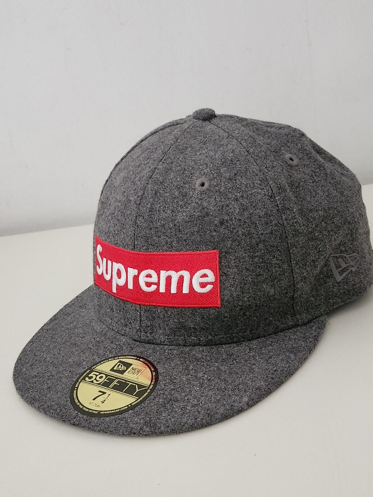 FW11 Supreme Loro Piana Box Logo New Era Grey Wool Cashmere hat 7 1/4 Vintage