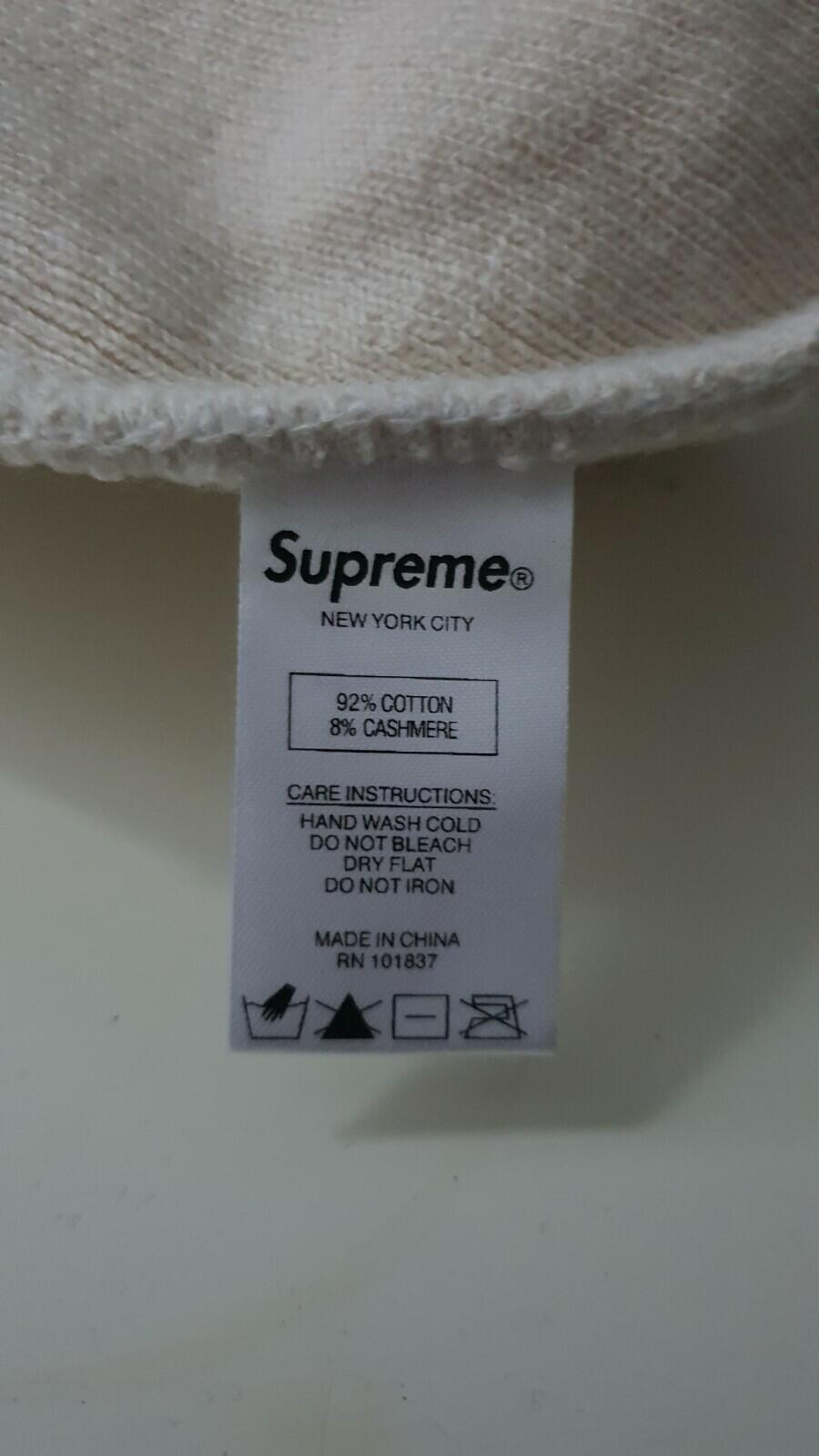 FW17 Supreme Big Logo Off White Beanie natural cotton cashmere