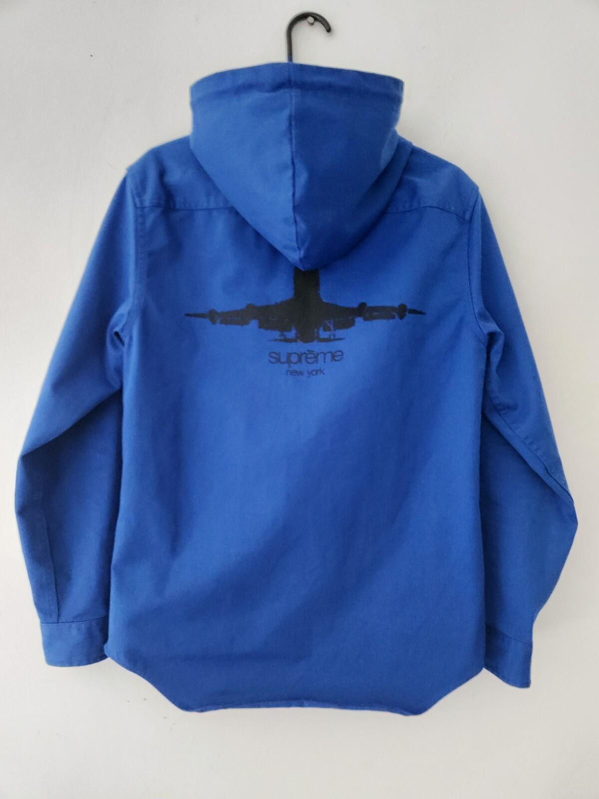 FW13 Supreme Hooded Twill Shirt Blue Size M