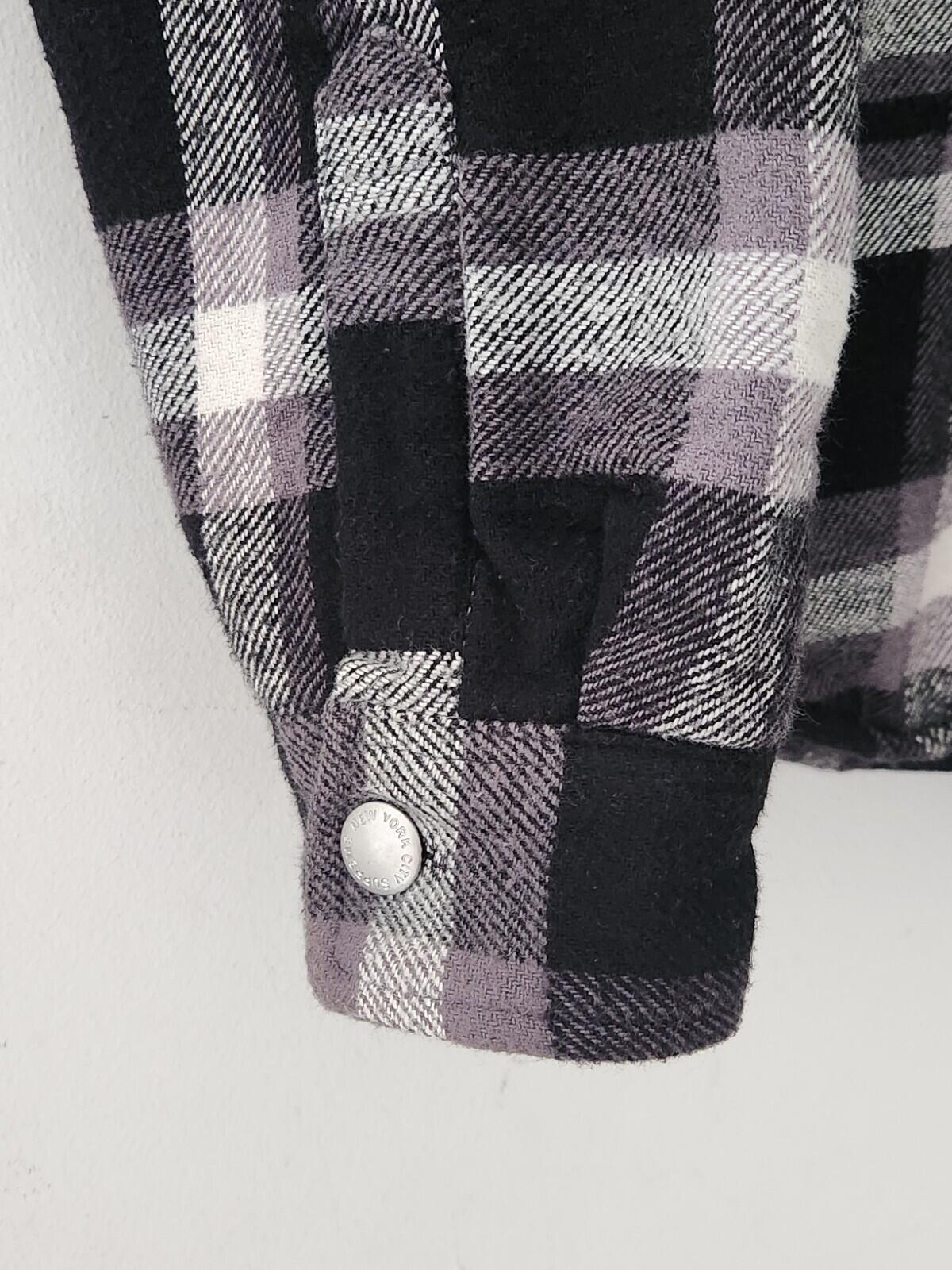 FW17 Supreme Quilted Arc Logo Flannel Shirt Black Size M