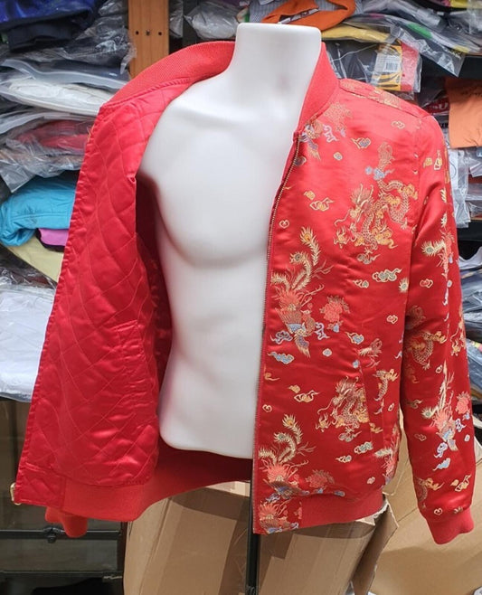 Chaqueta bomber reversible SS15 Supreme Emperor satén rojo talla M dragón chino