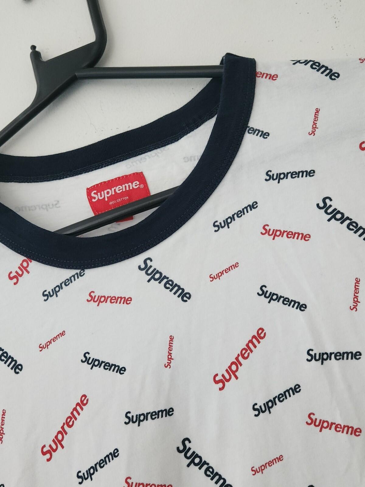 FW18 Supreme Scatter Ringer Tee size M Medium White T-shirt Short Sleeve Top New