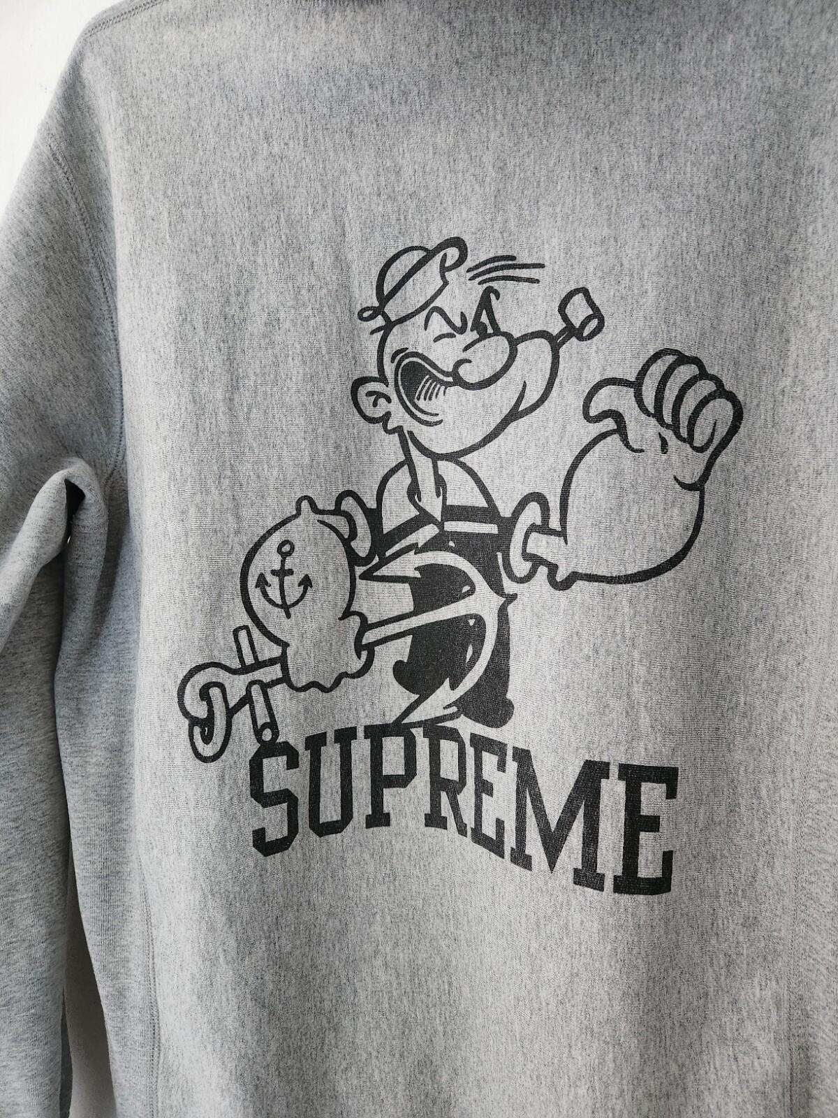 FW10 Supreme Popeye Hooded Sweatshirt L Large hoodie Heather Grey Vintage 2010