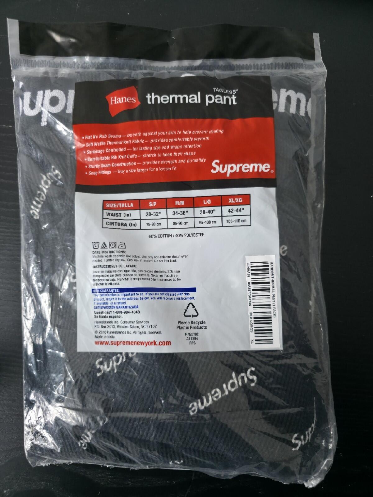 HW20 Supreme Hanes Thermalhose (1er-Pack) Schwarze Logos Größe XL
