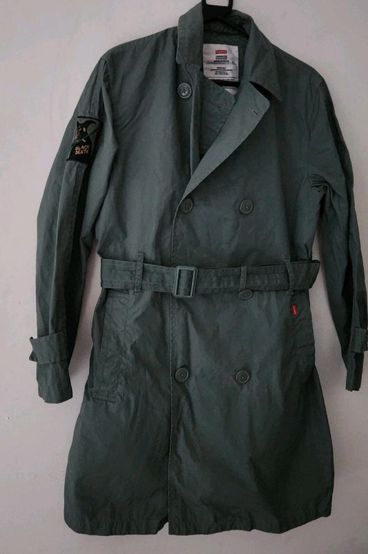 Gabardina SS16 Supreme con cinturón Negro Death Talla S Pequeña Chaqueta Resistente al Agua