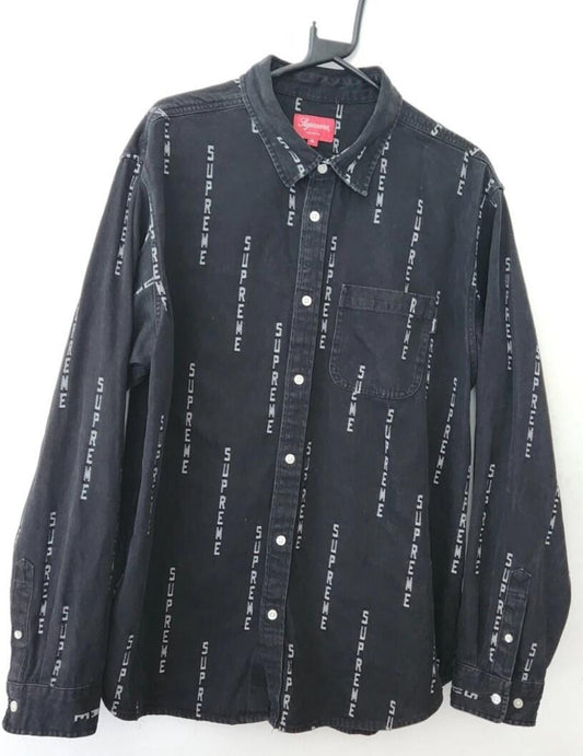 FW20 Supreme Stripe Logo Jacquard Denim L/S Shirt