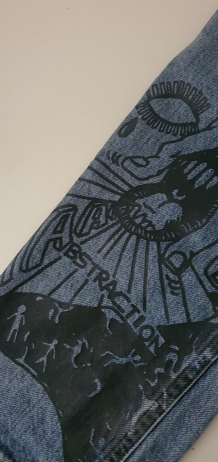 DIESEL Black Gold Graffity Print Jeans Denim Blue Size 30 W30 L30