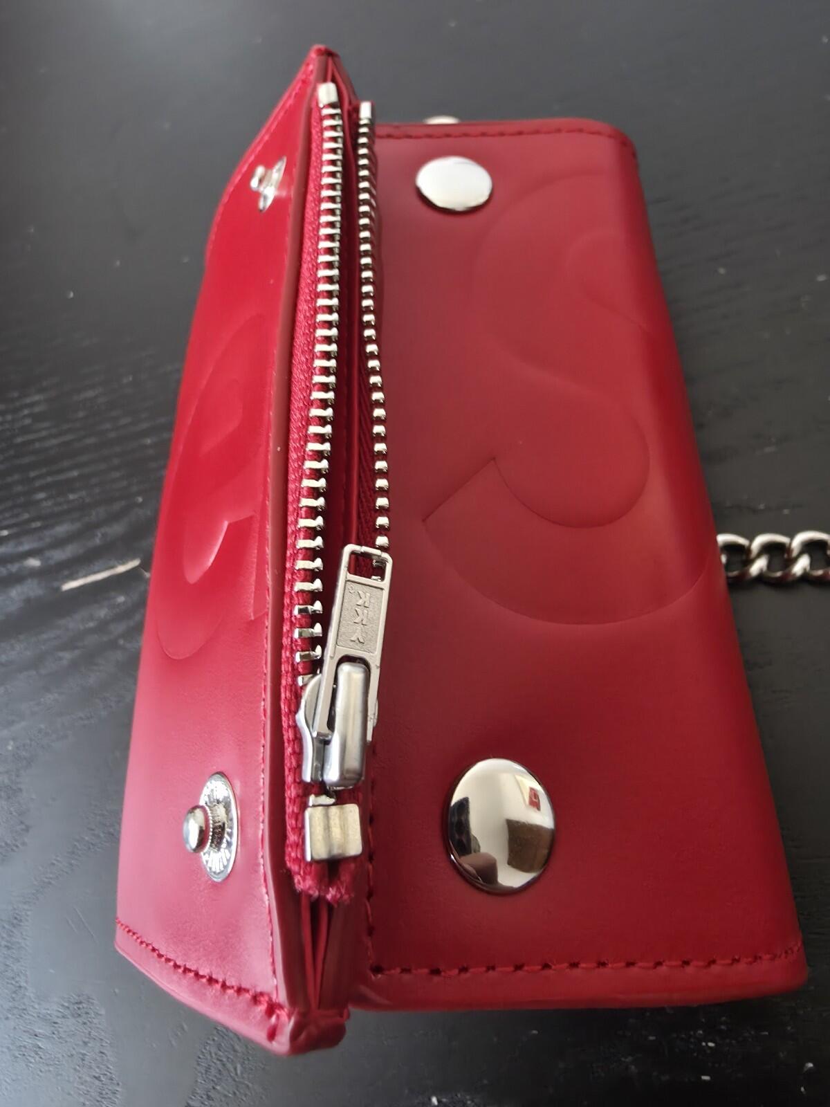 SS25 Supreme Lederketten-Geldbörse Rot