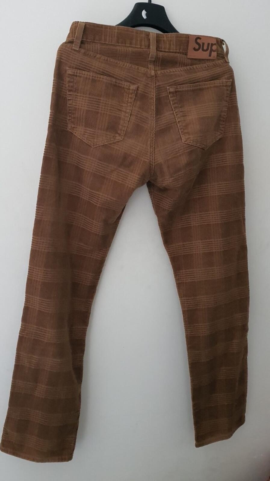 FW14 Supreme Plaid Cord 5 pocket pant size 30 trousers pants W30 L30 brown