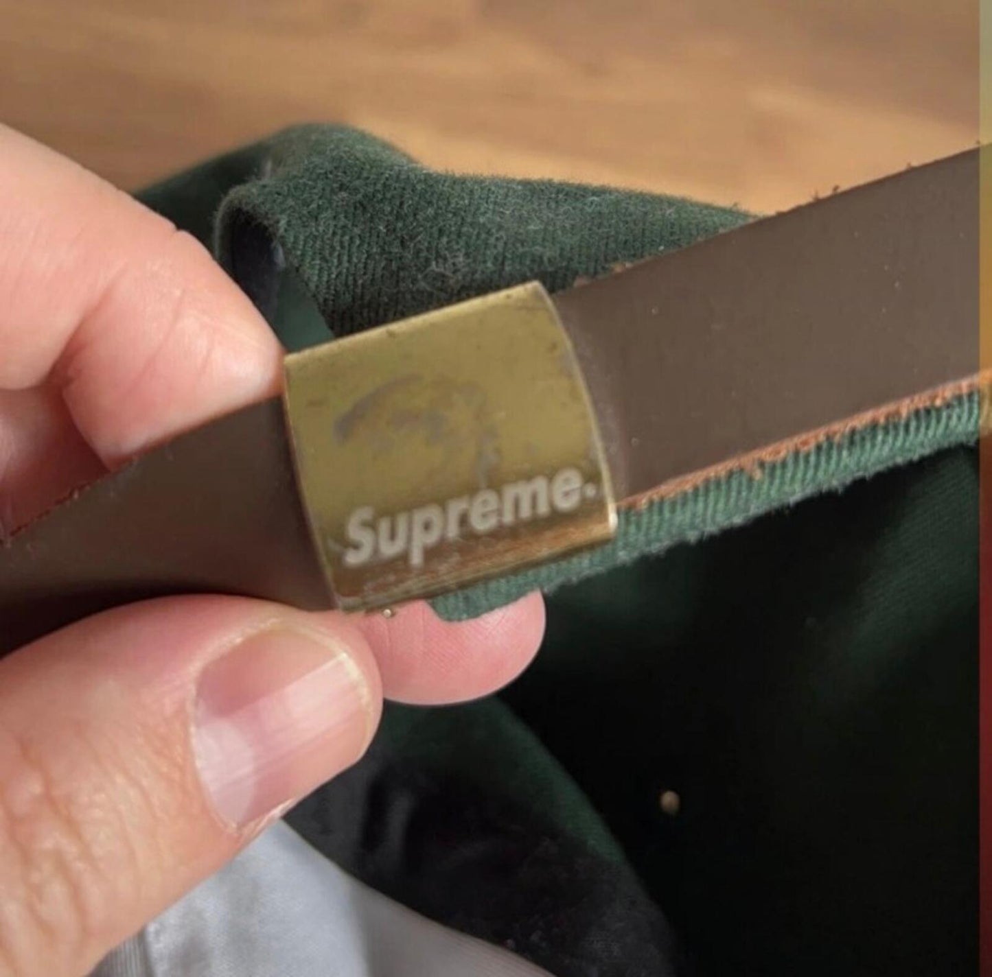 FW20 Supreme Chino Twill Gel S Logo 6-panel Cap Green
