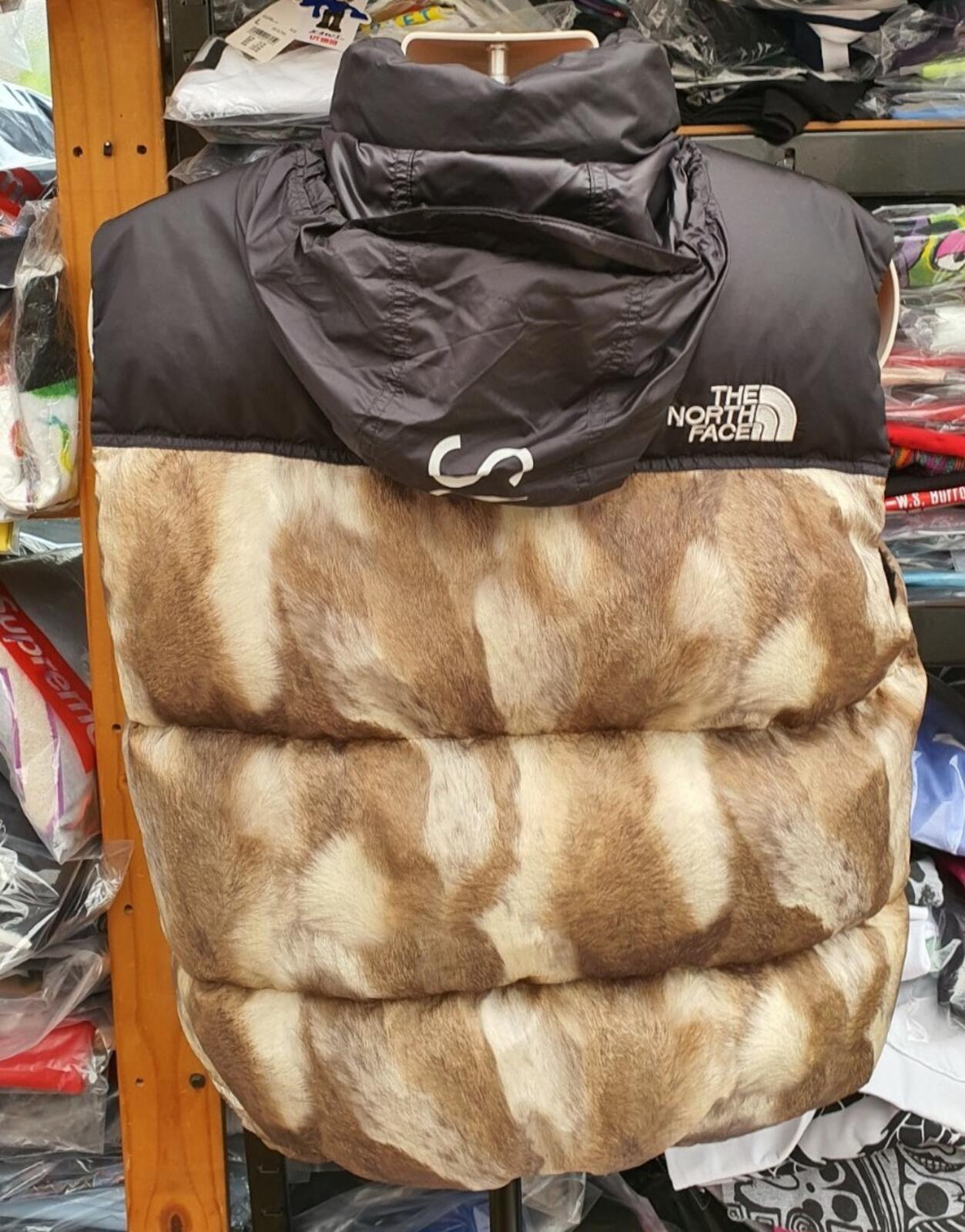FW13 Supreme x The North Face Fur Nuptse Vest Jacket 700 Fill Goose Down Size L