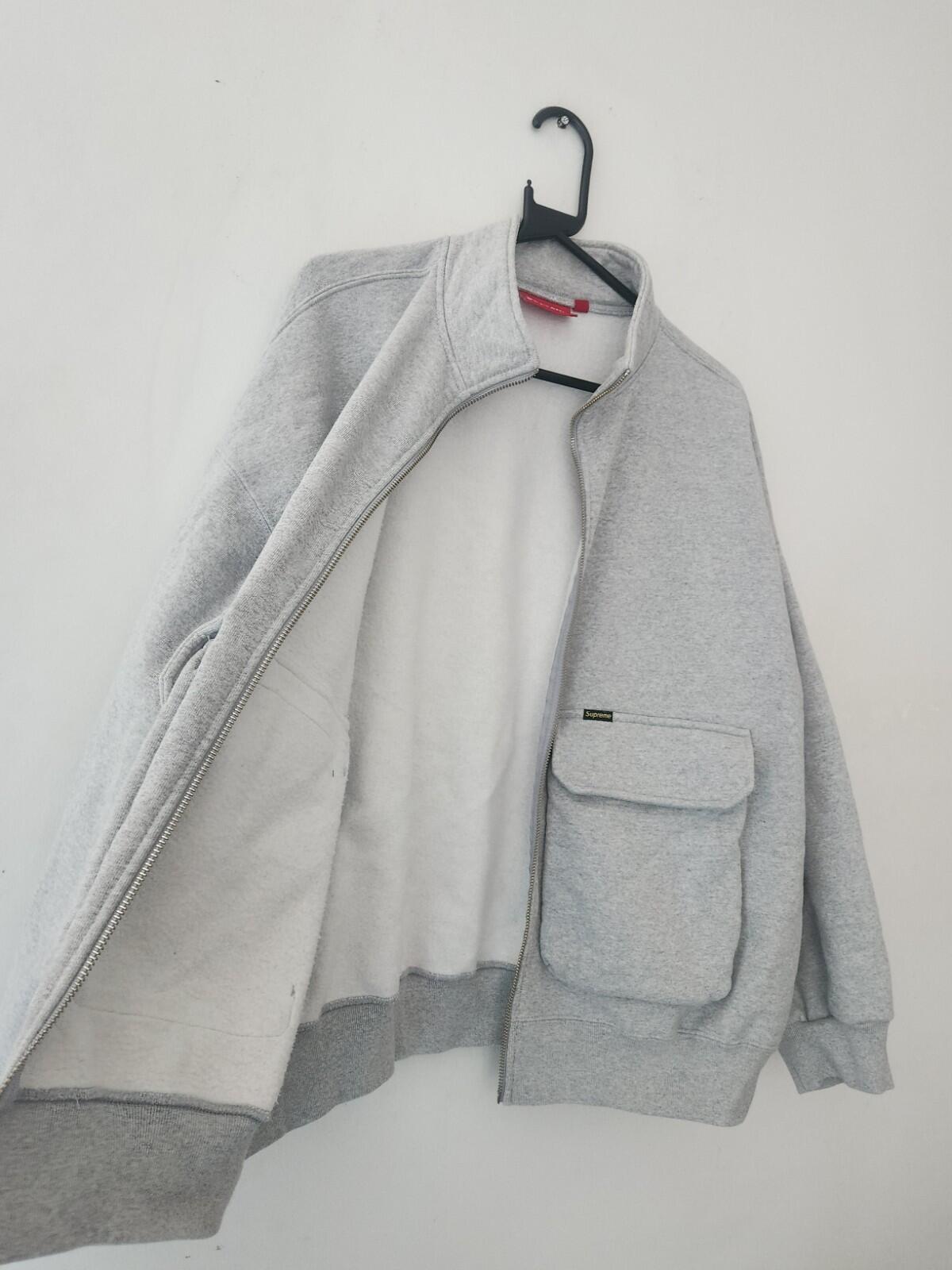 FW23 Supreme Cargo Pocket Zip Up Sweatshirt Heather Grey Size M