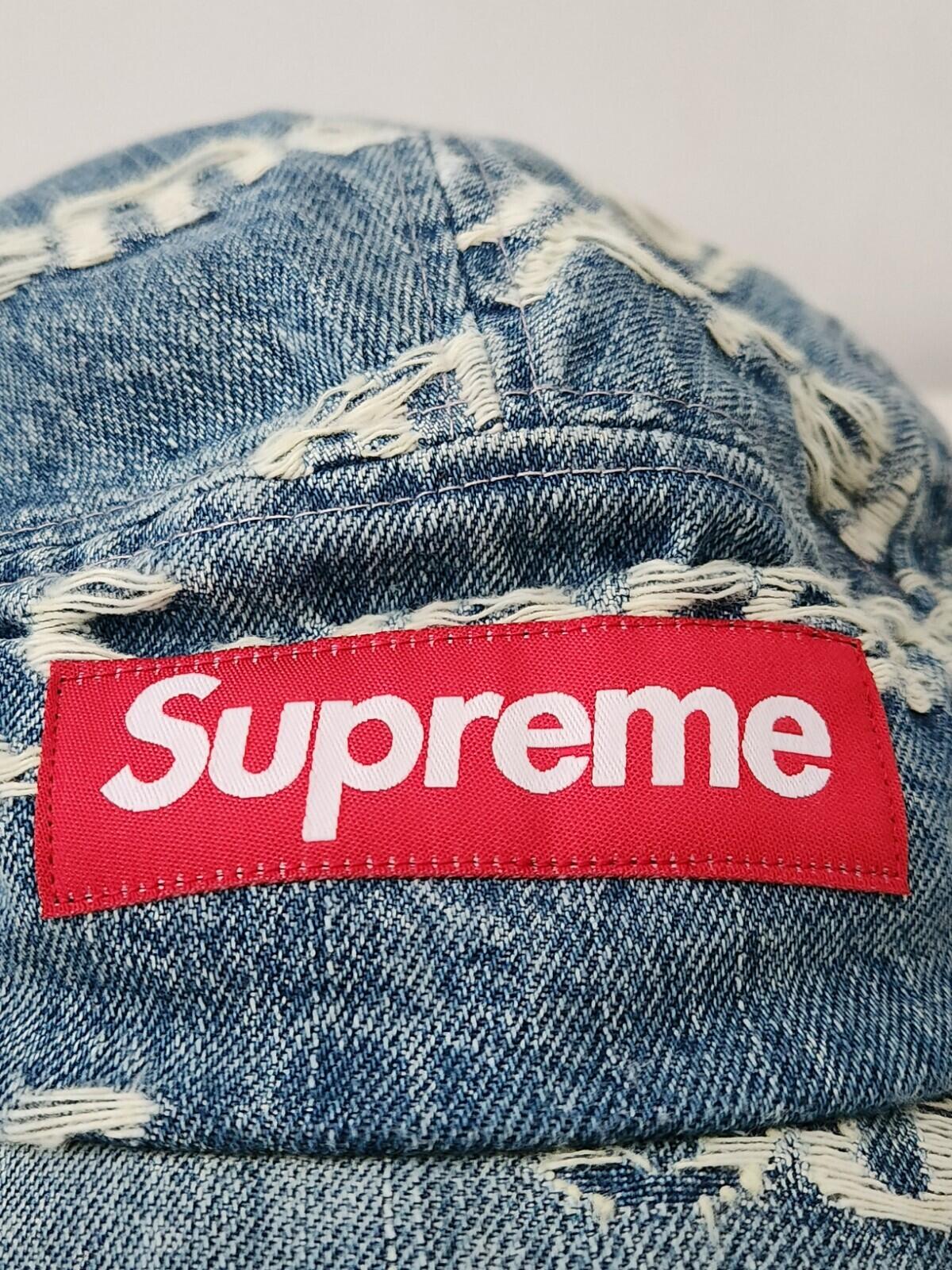 SS21 Supreme Frayed Logos Denim Camp Blue