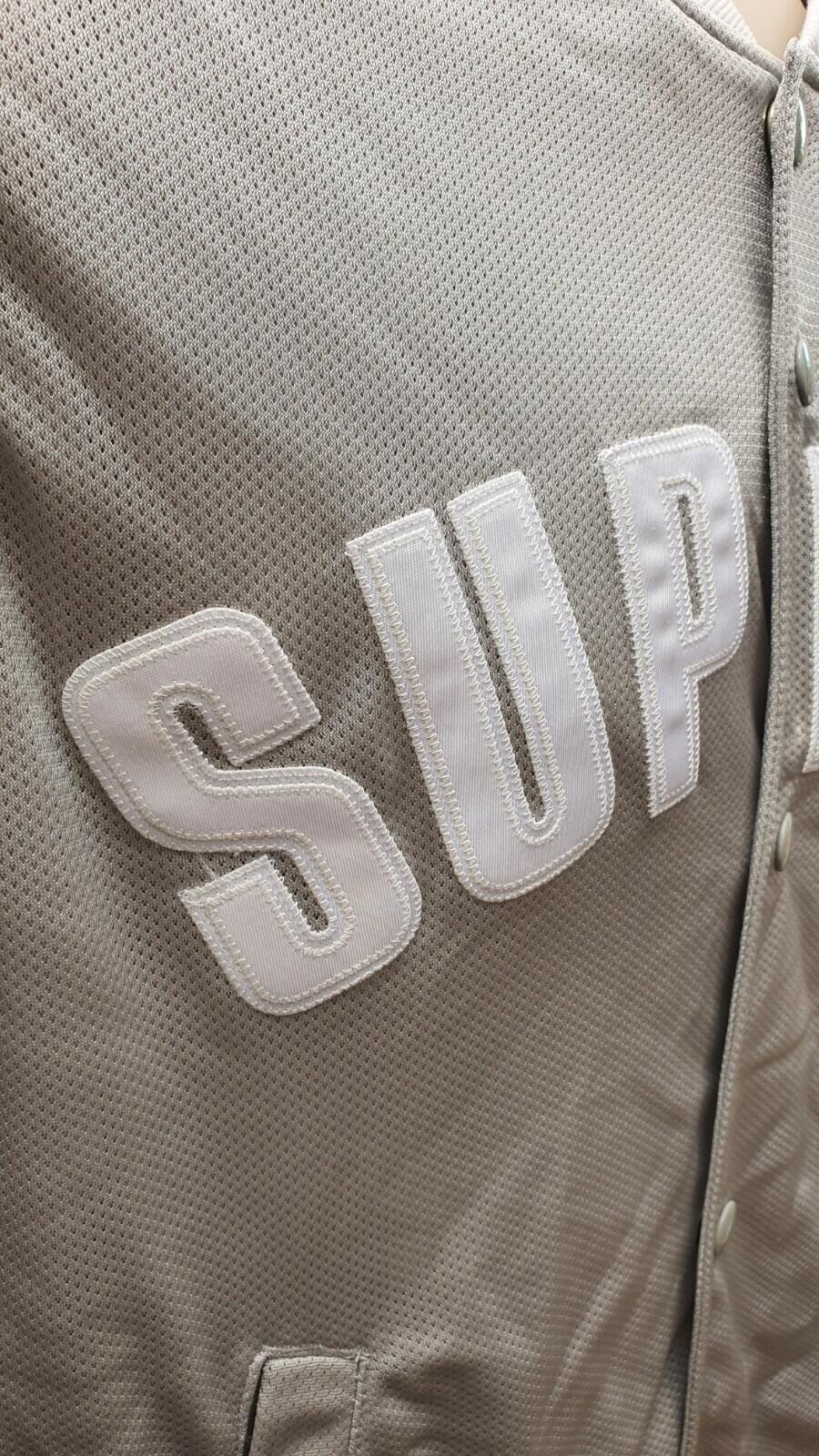 SS15 Supreme Mesh Nylon Varsity Jacket Silver Size M
