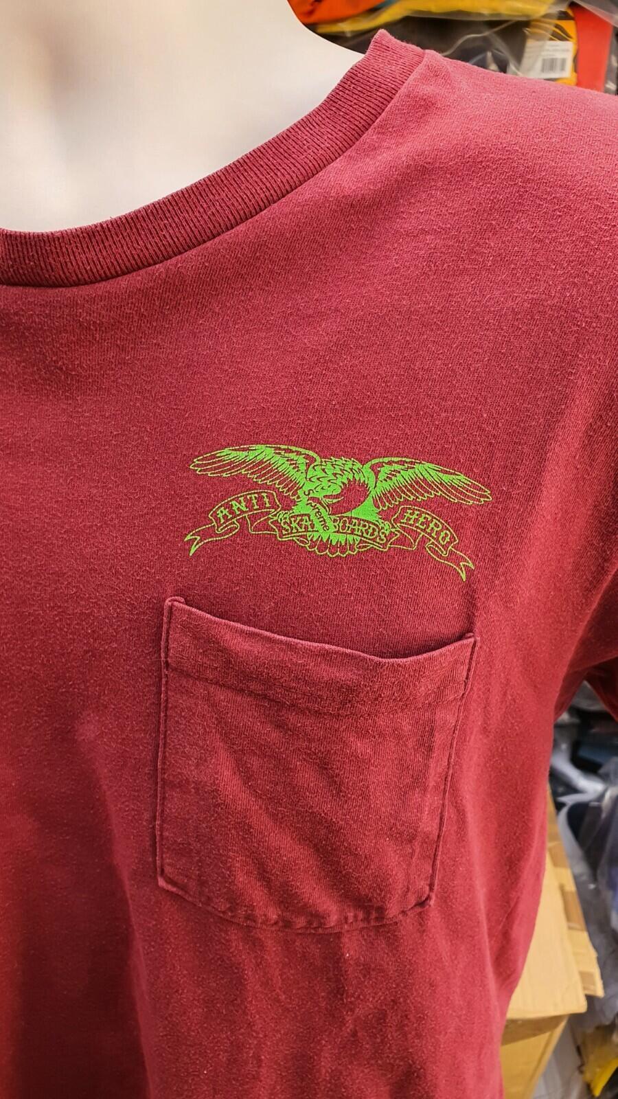 SS16 Supreme x Anti Hero Eagle Pocket Tee Burgundy Size M