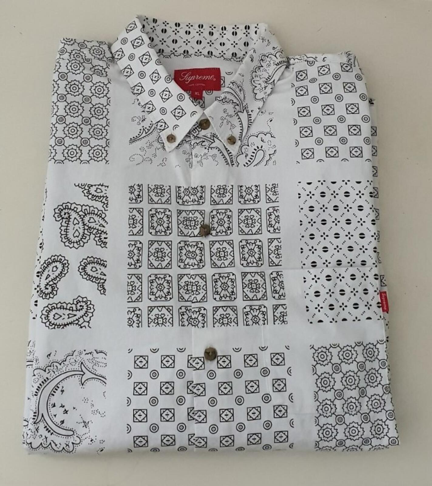 SS20 Supreme Paisley Grid Shirt White Size XL
