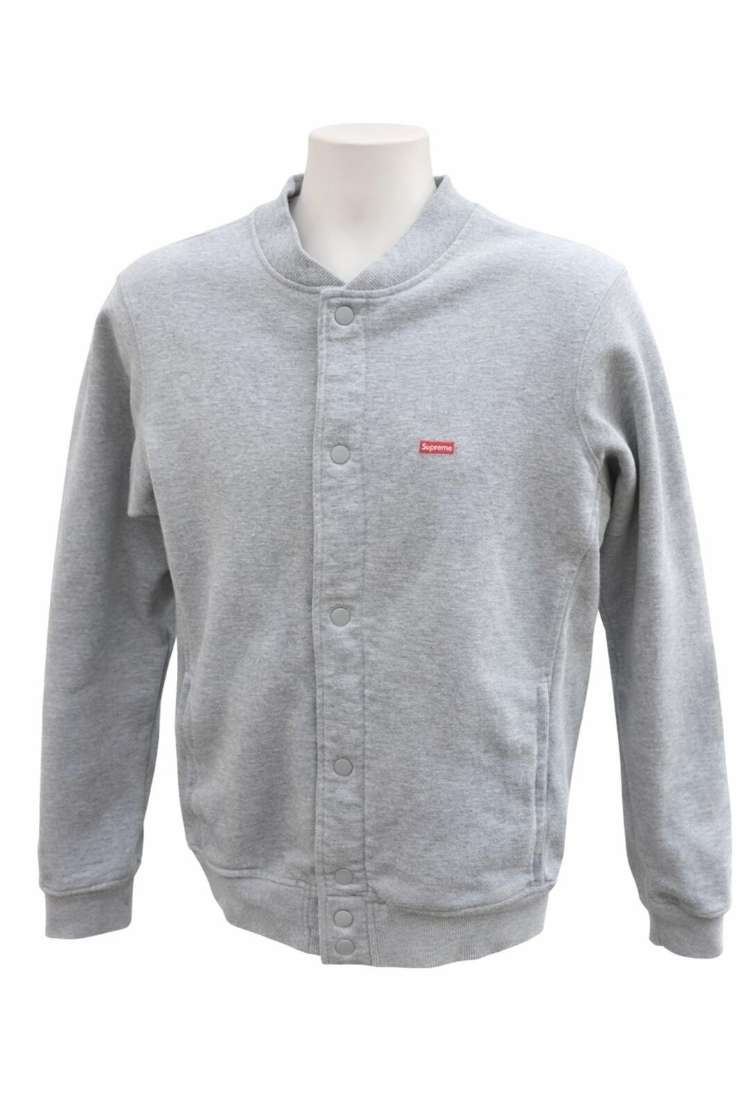 FW12 Supreme Snap Front Varsity Jacket Grey Size M