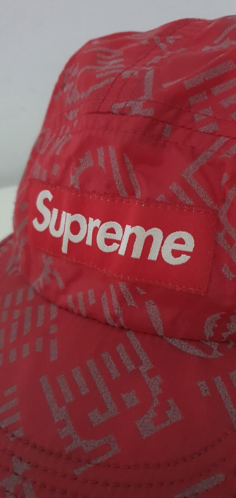 SS15 Supreme Reflective Soft Bill camp cap box logo red hat