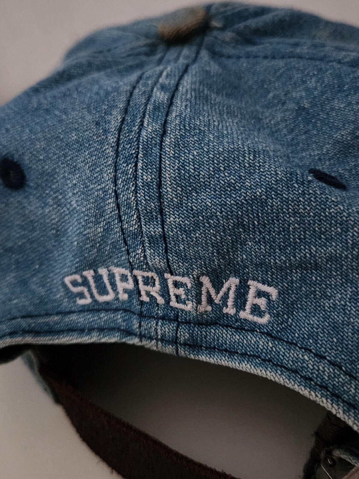 Gorra SS17 Supreme Washed Denim S Logo 6 Paneles Azul