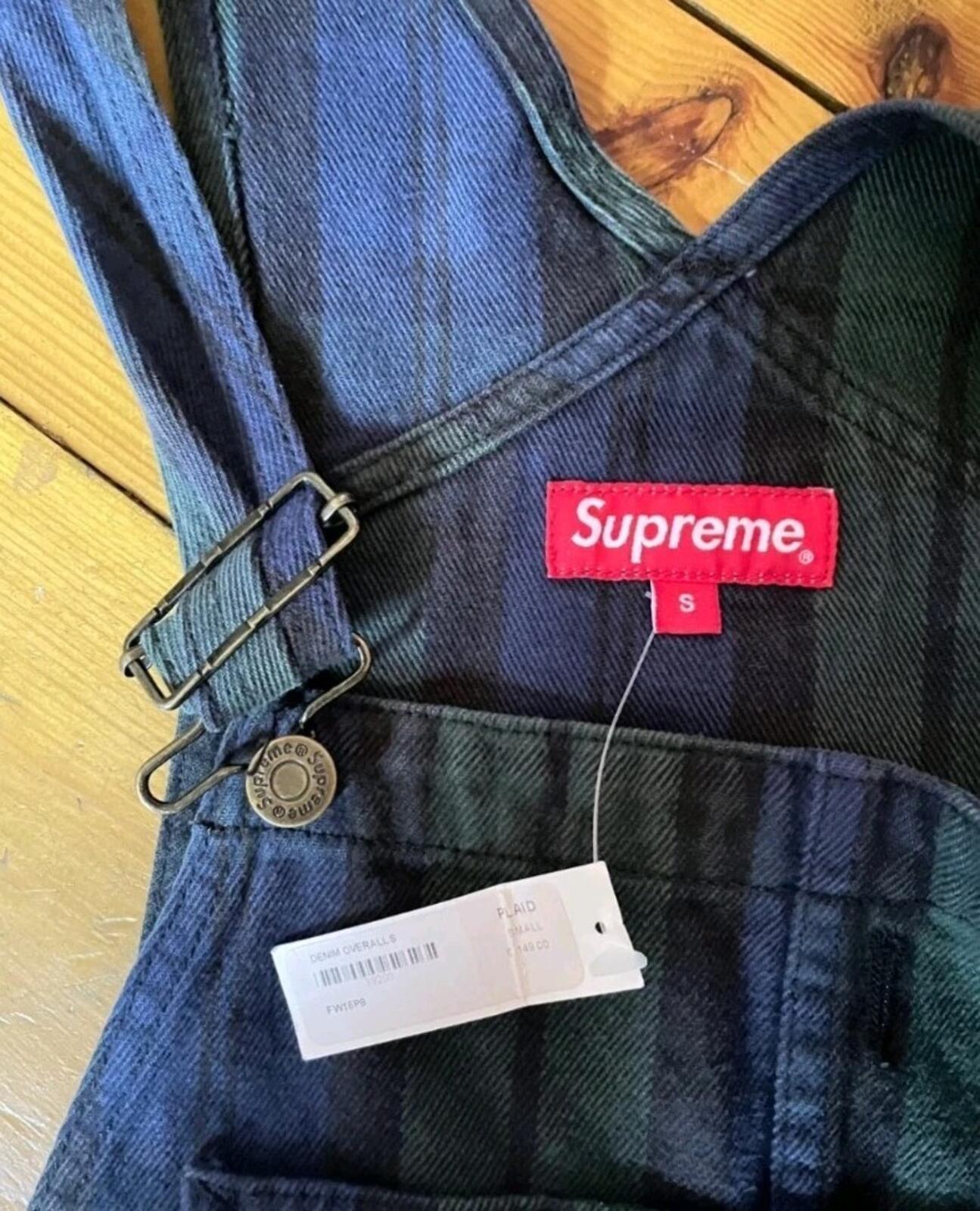 FW16 Supreme Denim Overalls Plaid Size S