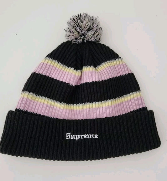 FW17 Supreme Big Stripe gorro Negro Rosa Amarillo Sombrero Acrílico