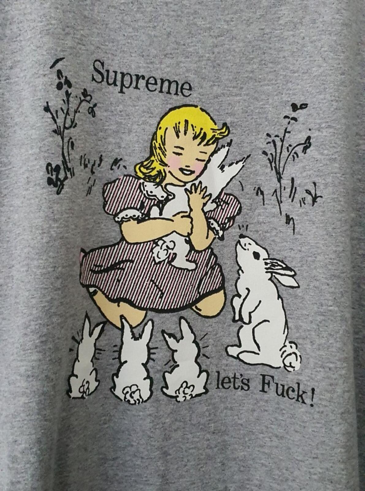 SS16 Supreme LET'S FUC K grey tee size XL T-shirt rabbits Worn 1x
