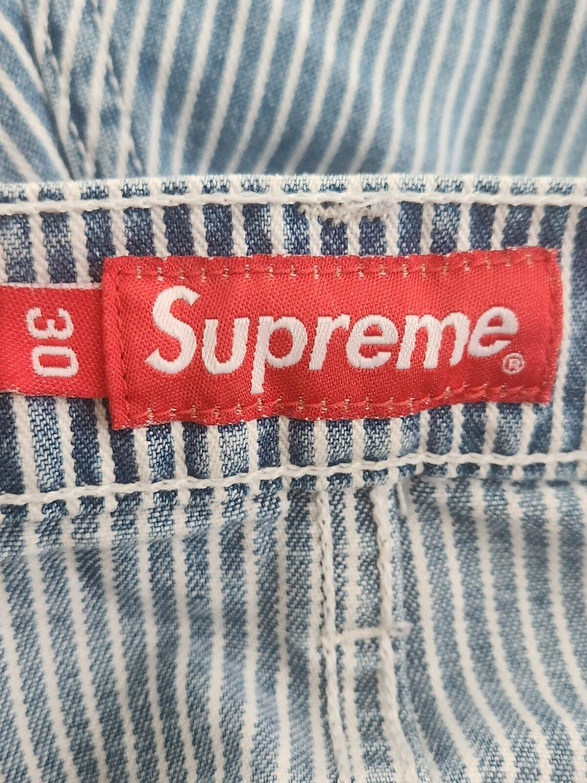 FW17 Supreme washed regular jeans Size 30 W30 L30 star denim trousers pinstripe