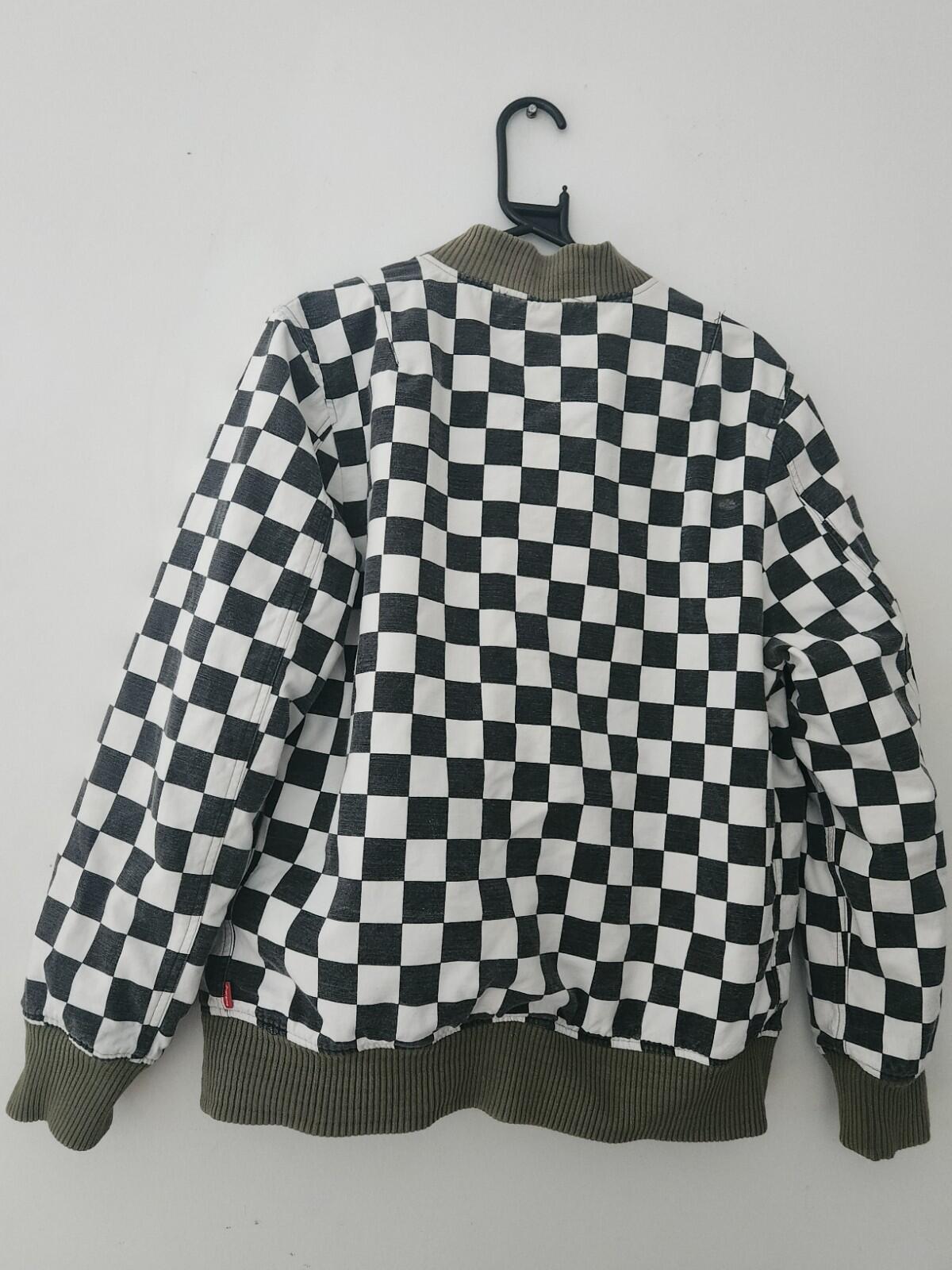 SS16 Supreme Reversible Checkered MA-1 jacket green bomber size M medium satin