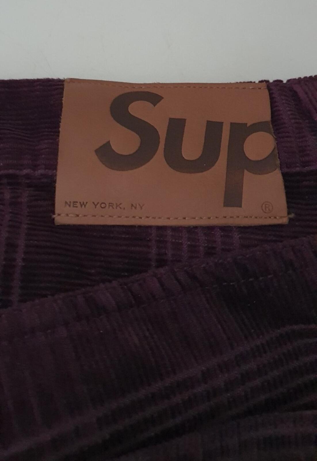 FW14 Supreme Plaid Cord 5 Pocket Pant Burgundy Size 30 W30 L30