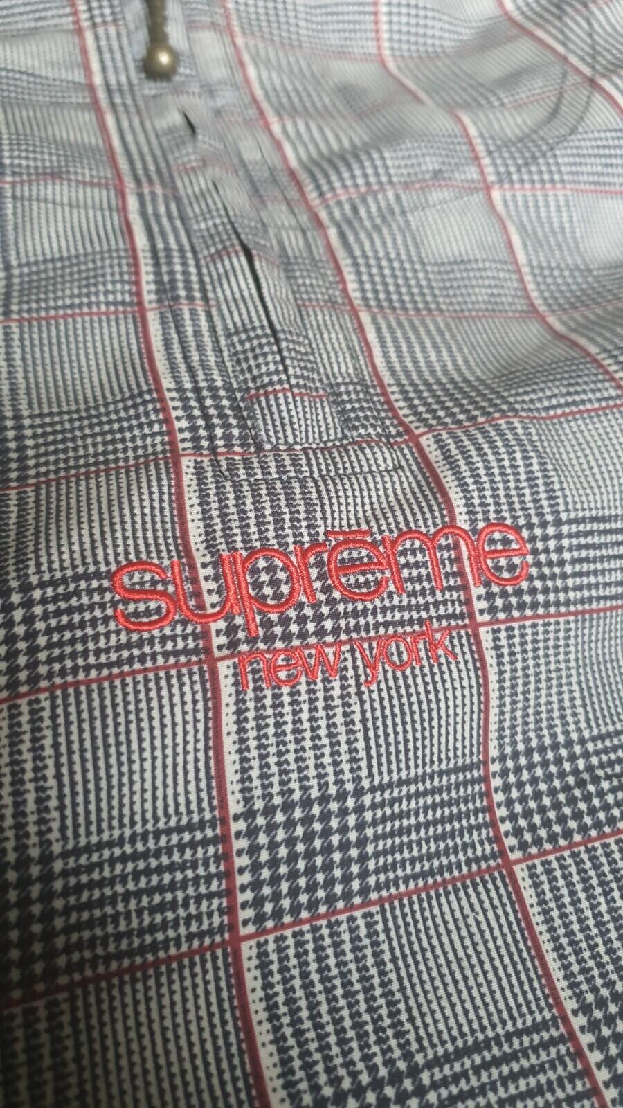 SS20 Supreme Track Half Zip Pullover Jacket Tan Plaid size M