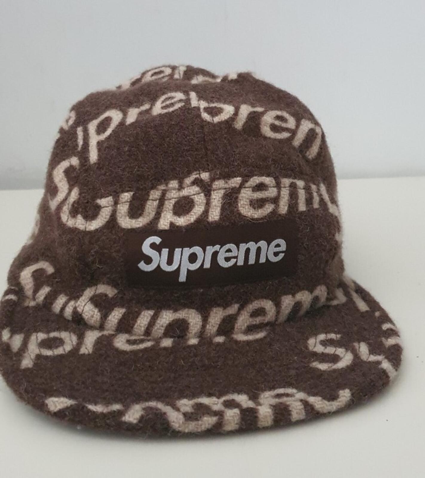 FW18 Supreme Harris Tweed camp cap Brown wool hat box logo