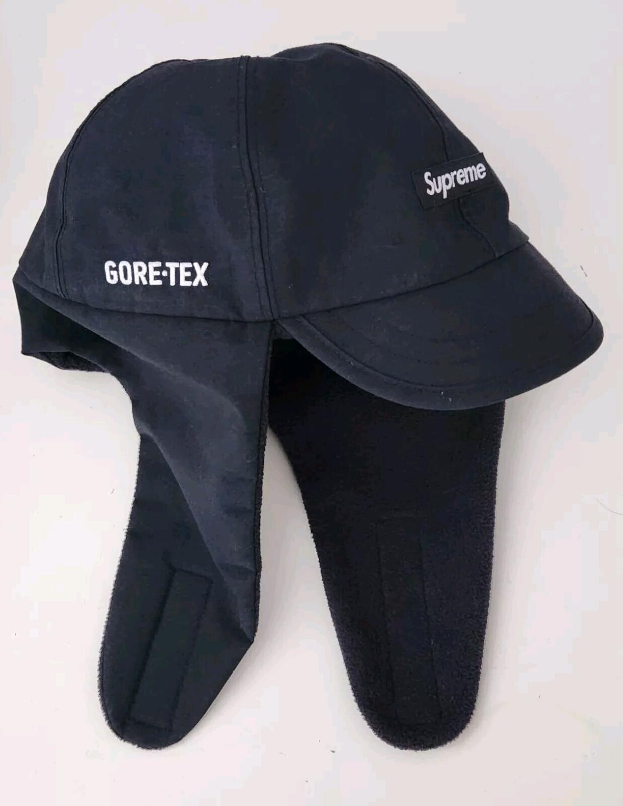 FW23 Supreme GORE-TEX Earflap Polartec Cap Black hat box logo waterproof Fleece