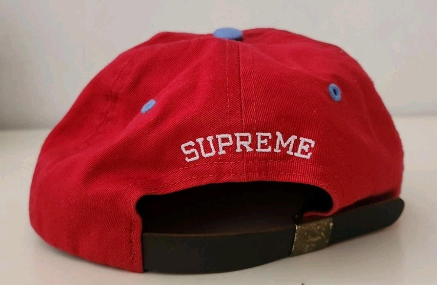 SS16 Supreme 2-Tone Washed S Logo 6-panel Cap Red