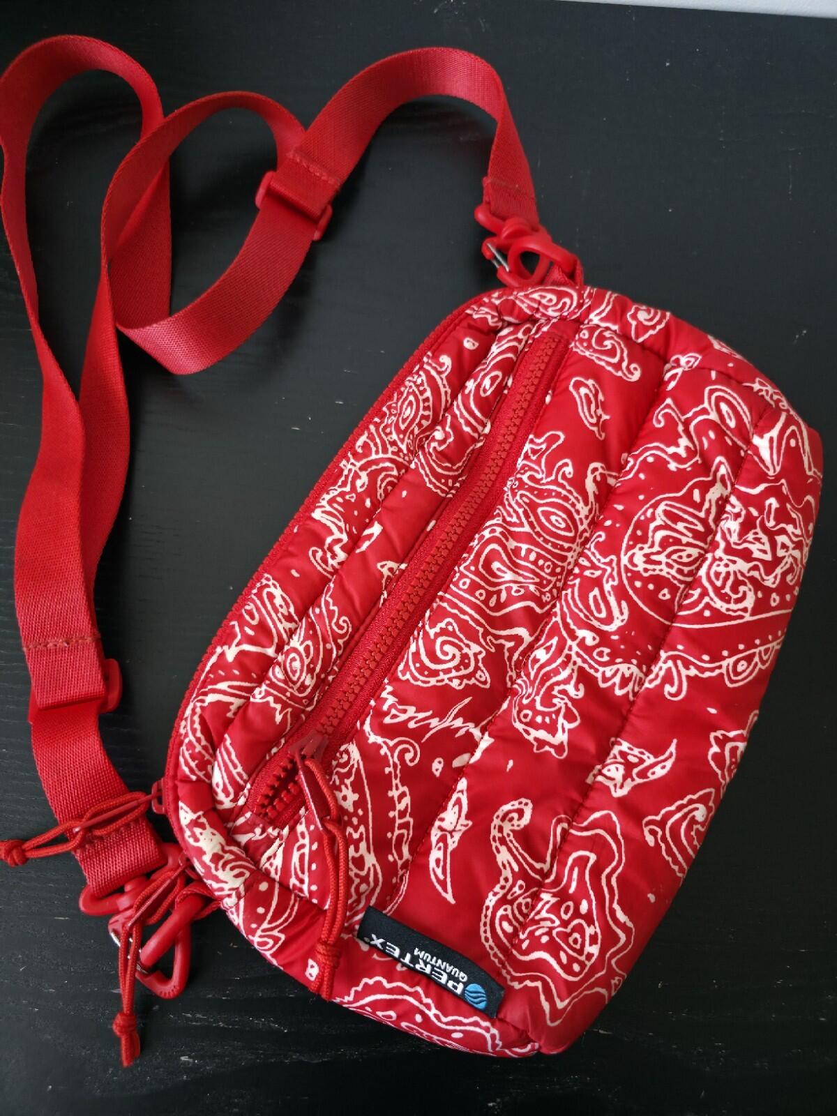 FW22 Supreme Puffer Side Bag Shoulder Red Paisley Water Resistant