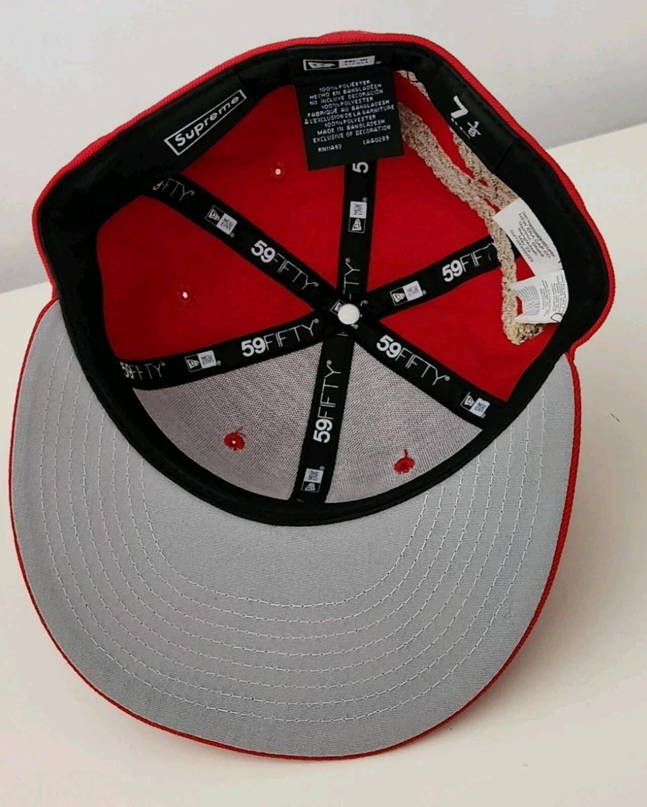 FW23 Supreme Jesus Piece S Logo New Era 59Fifty Hat 7 1/8 Red Grey cap snapback
