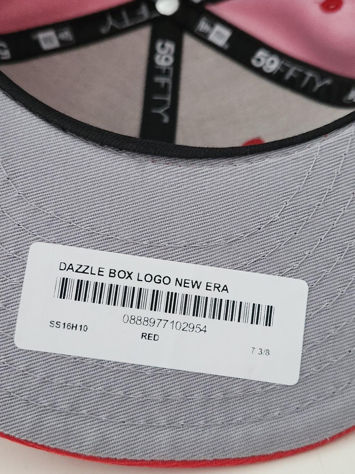SS16 Supreme Dazzle Box Logo New Era Red Fitted cap hat size 7 3/8