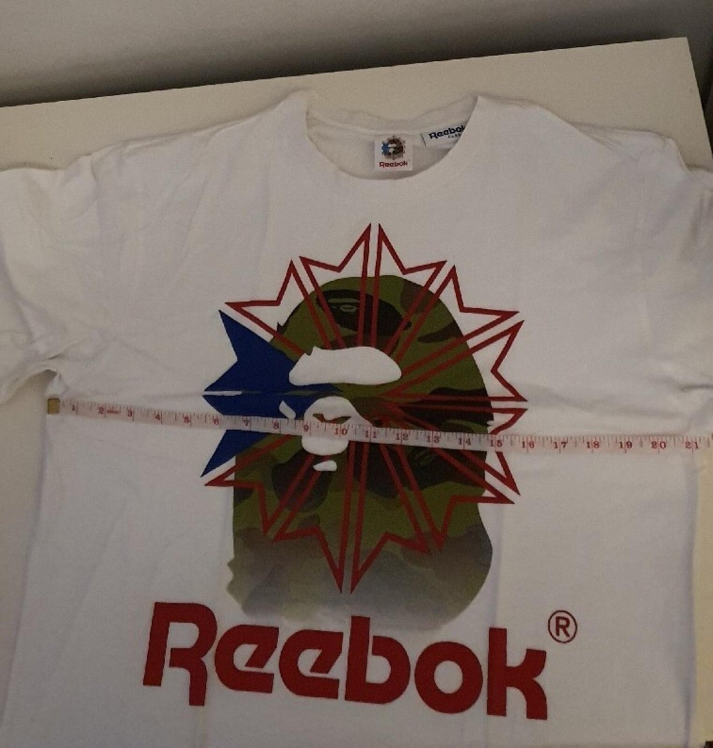 A BATHING APE x REEBOK Classic 002 Tee White Size XL BAPE