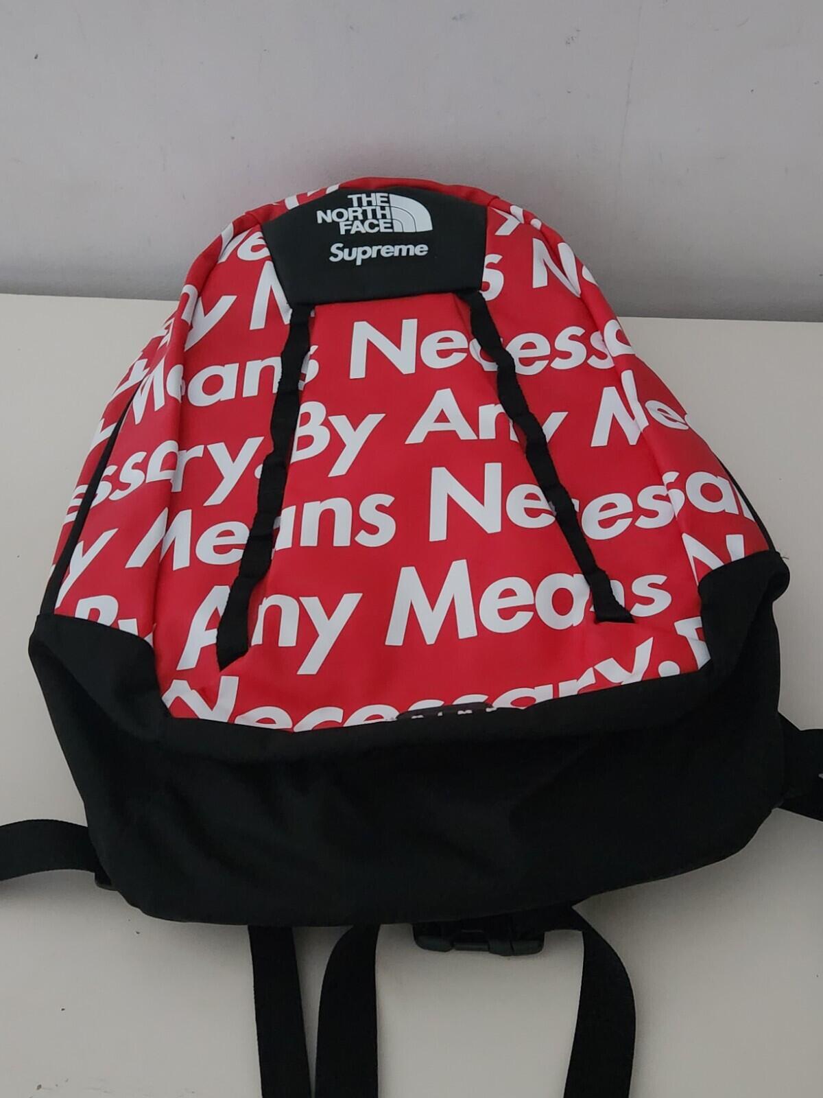 FW15 Supreme x The North Face By Any Means Base Camp Crimp Backpack Red BAMN bag