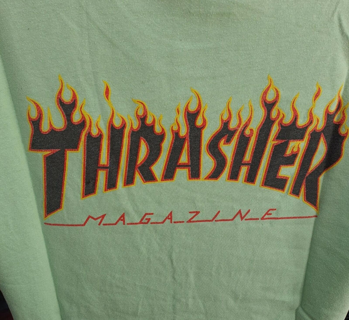 SS15 Supreme x Thrasher Flames Tee Lime Size L