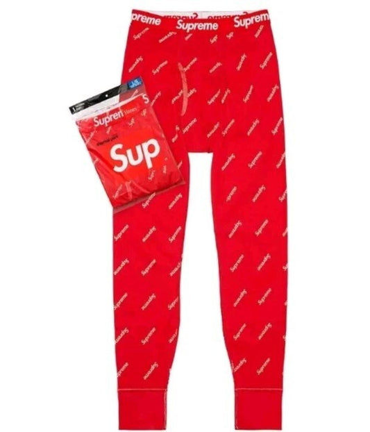 FW20 Supreme Hanes Pantalón Térmico (1 paquete) Logotipos rojos talla M
