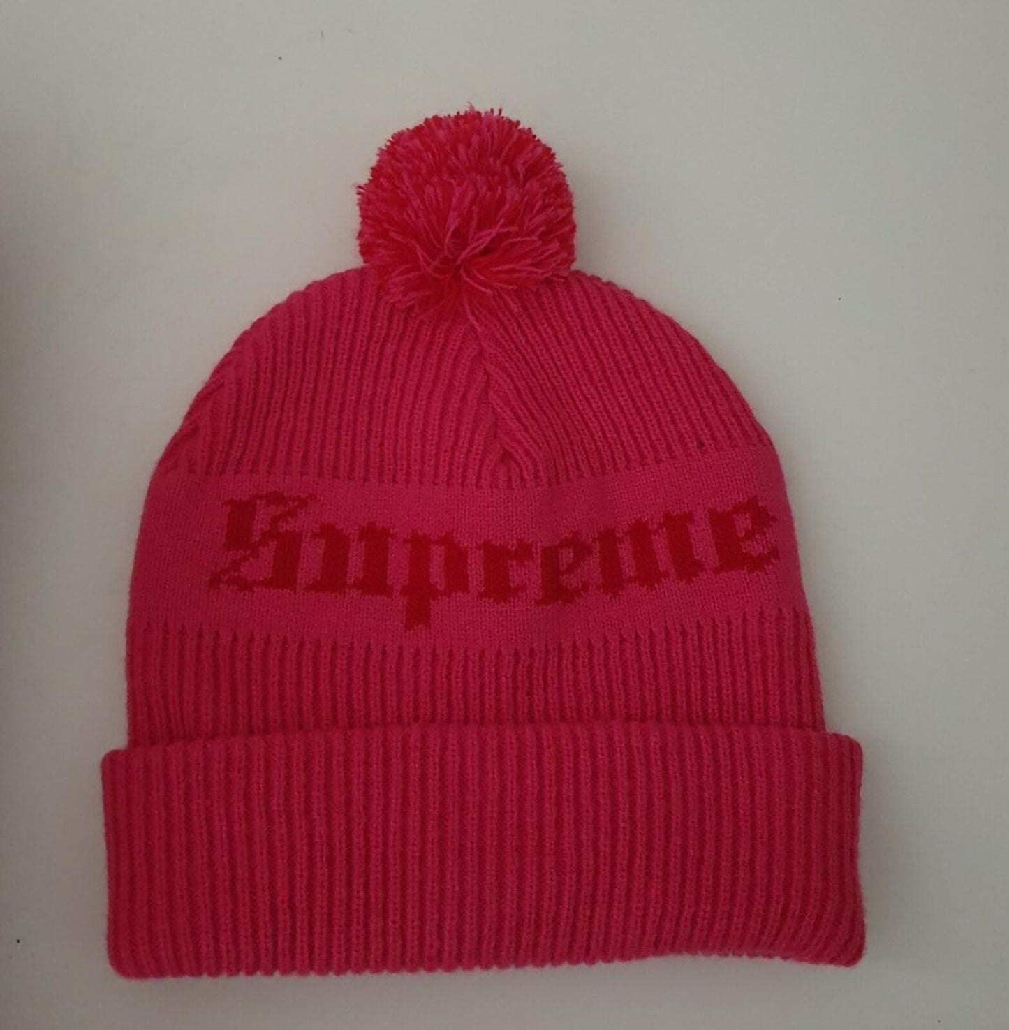 FW16 Supreme Old English beanie hot pink Hat