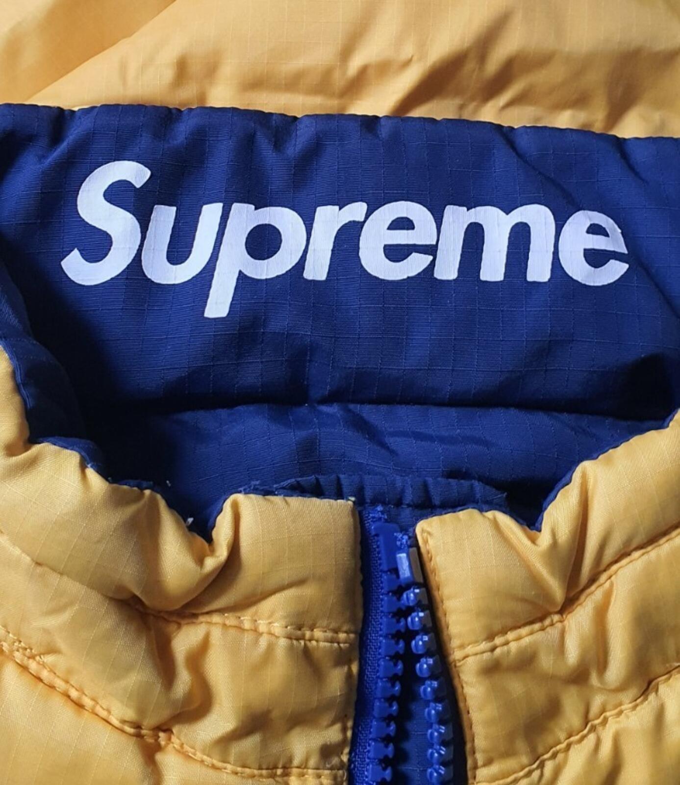 FW14 Supreme reversible Puffy Jacket yellow blue XL duck down puffer Vintage