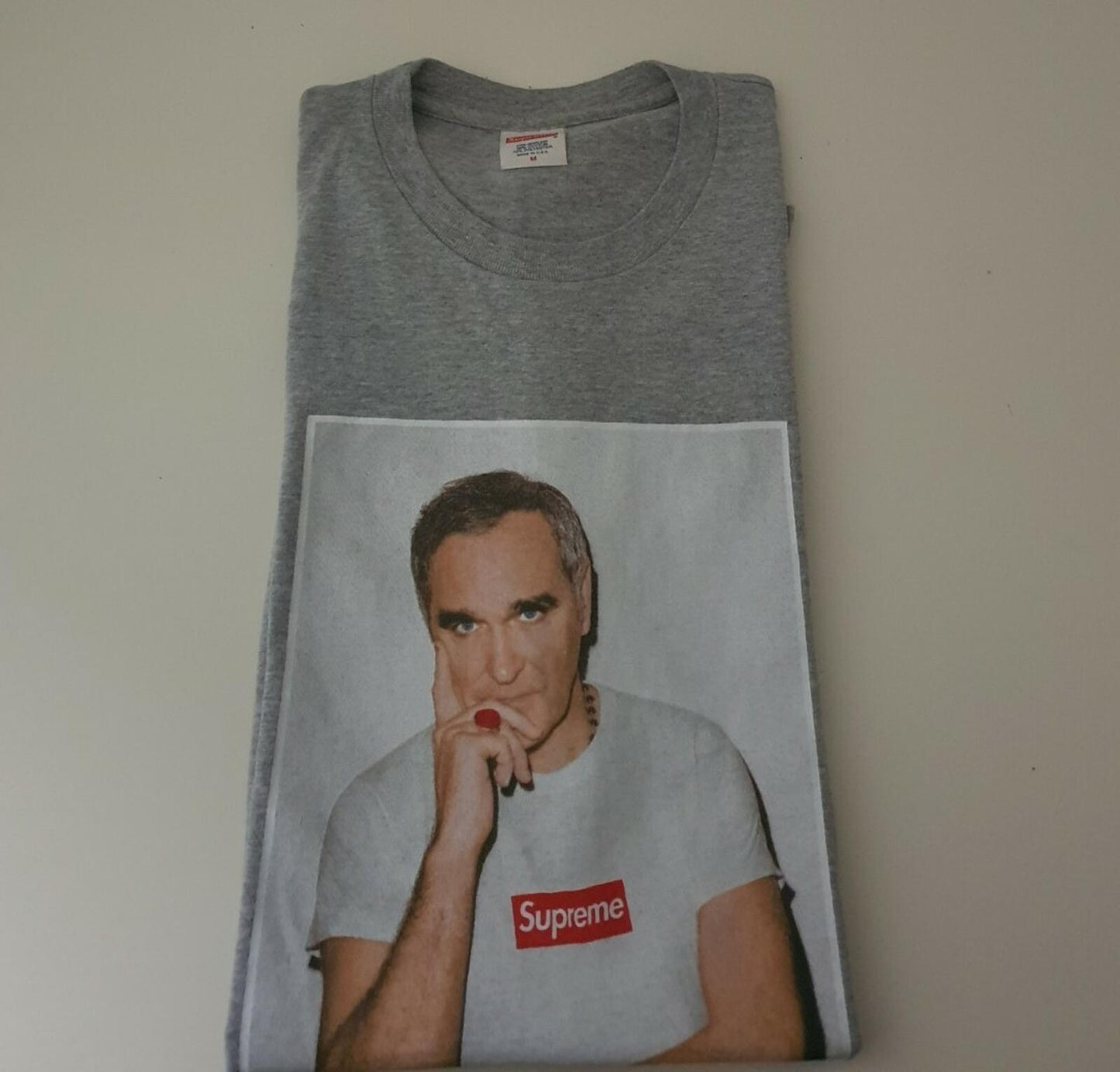 SS16 Supreme x Morrissey Photo Tee size M heather grey T-shirt
