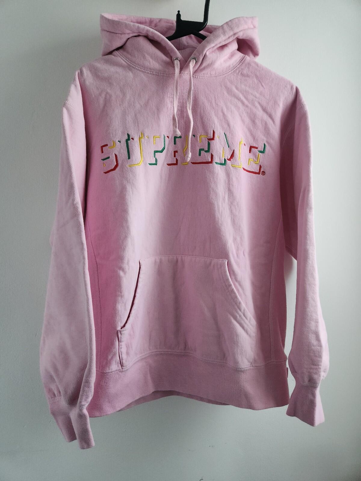 FW20 Supreme Drop Shadow Hooded Sweatshirt Light Pink Size S