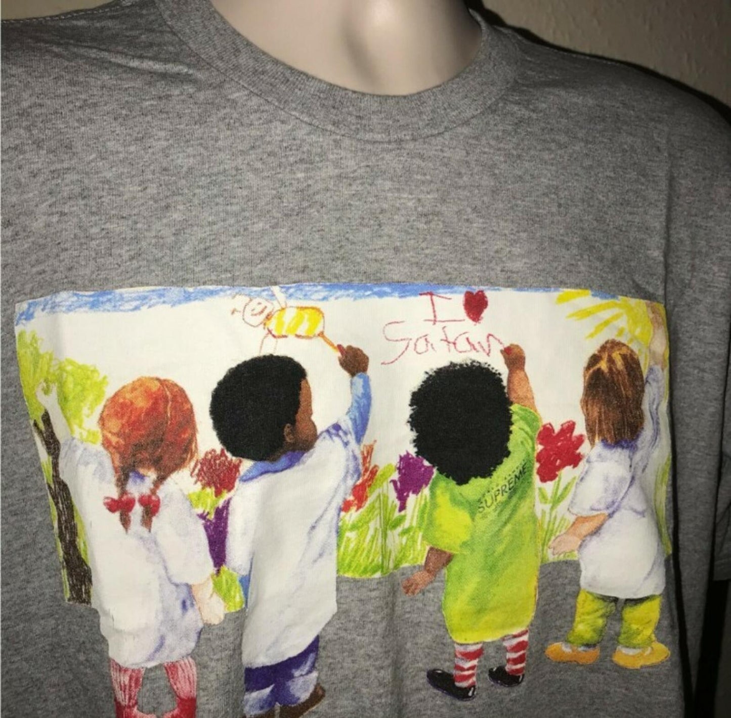 SS19 Supreme Kids Tee Heather Grey Size M