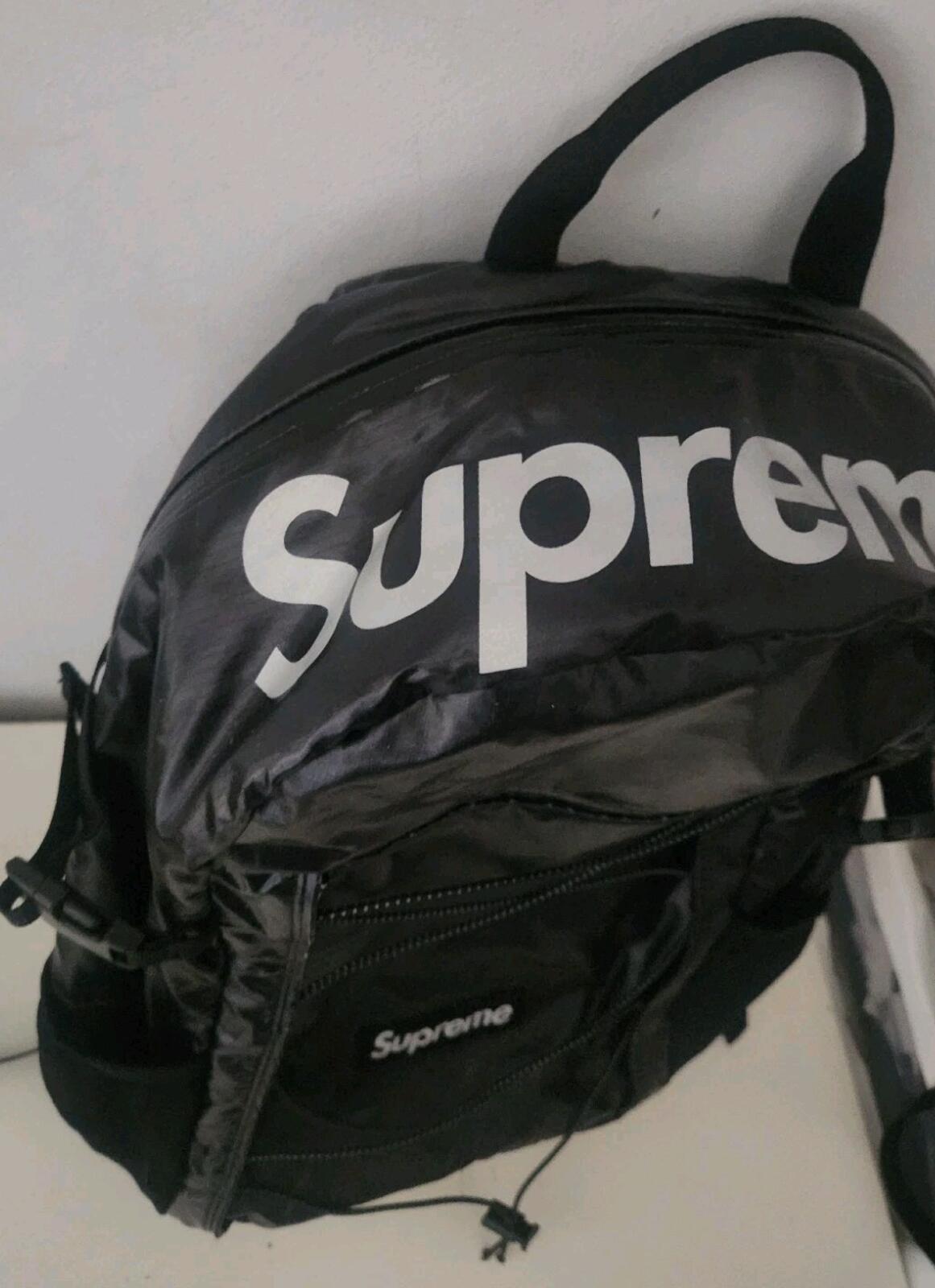 FW17 Supreme black backpack Cordura Fabric box logo Reflective text 20L Bag