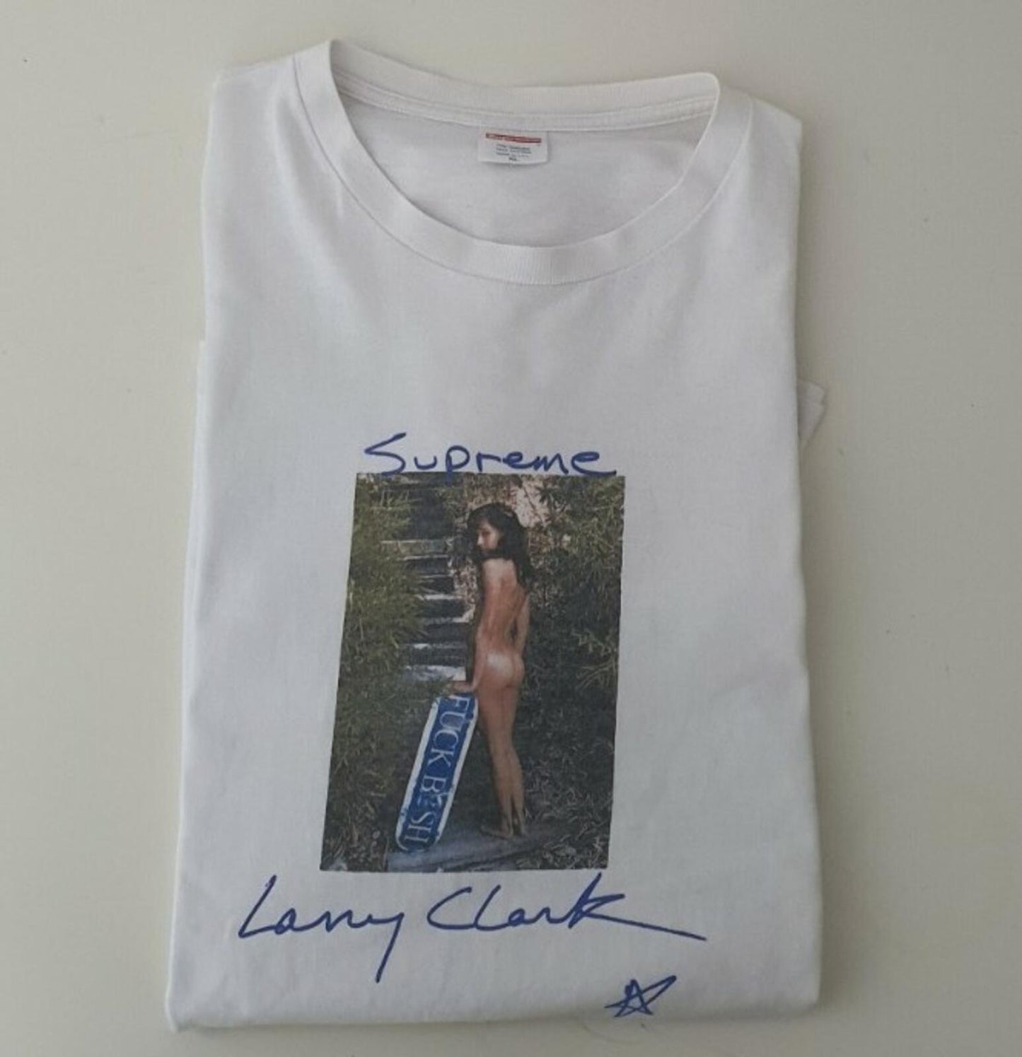 2004 Supreme Larry Clark Fuc* Bush tee white T-shirt size XL Vintage Very Rare