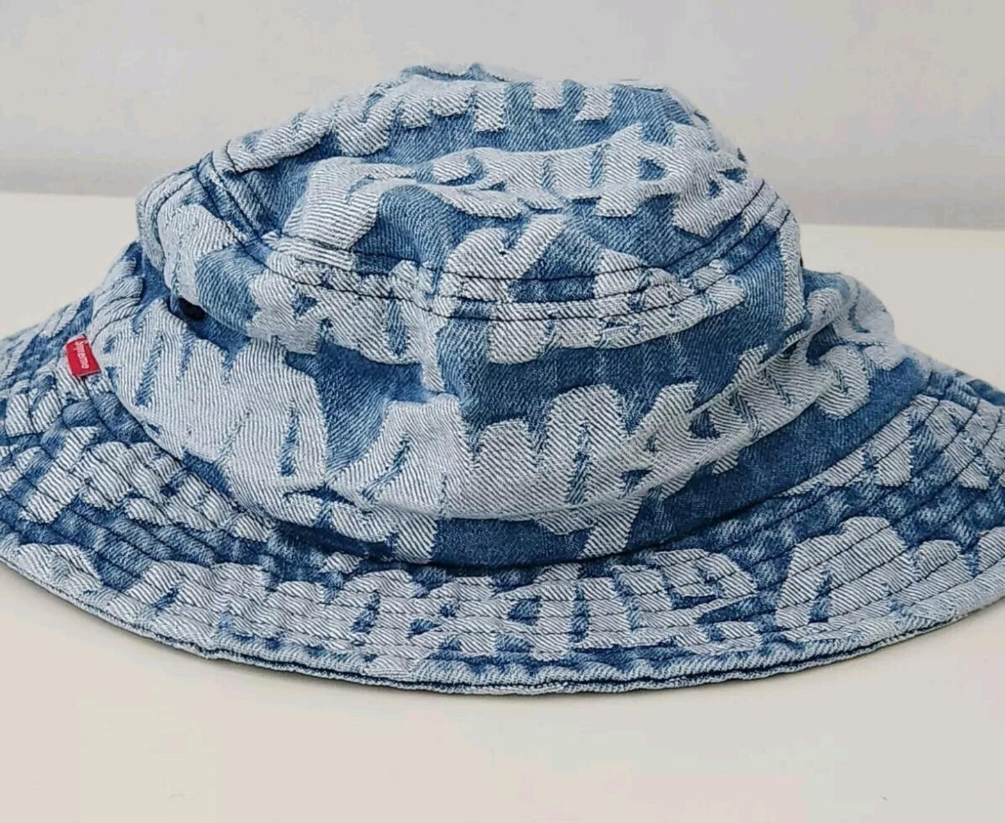 SS22 Supreme Fat Tip Jacquard Denim Crusher Hat Blue Size S/M